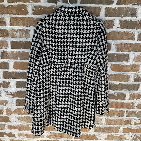 Express Pea Coat Wool Blend Houndstooth White Black Y2K Women's Size S‎ New - Picture 4 of 12